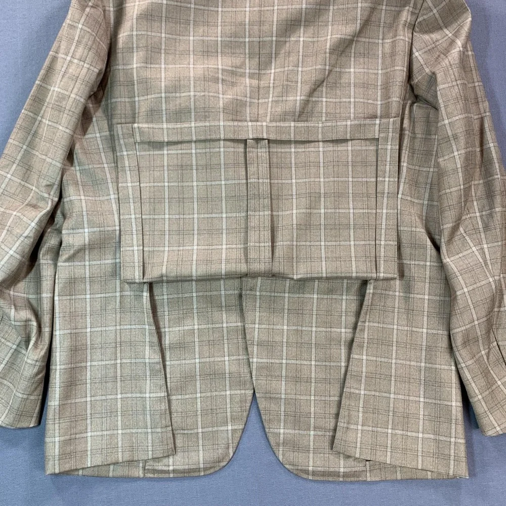 Canali Kei Blazer Mens 56R Brown Windowpane Wool Sport Coat Jacket Made In Italy